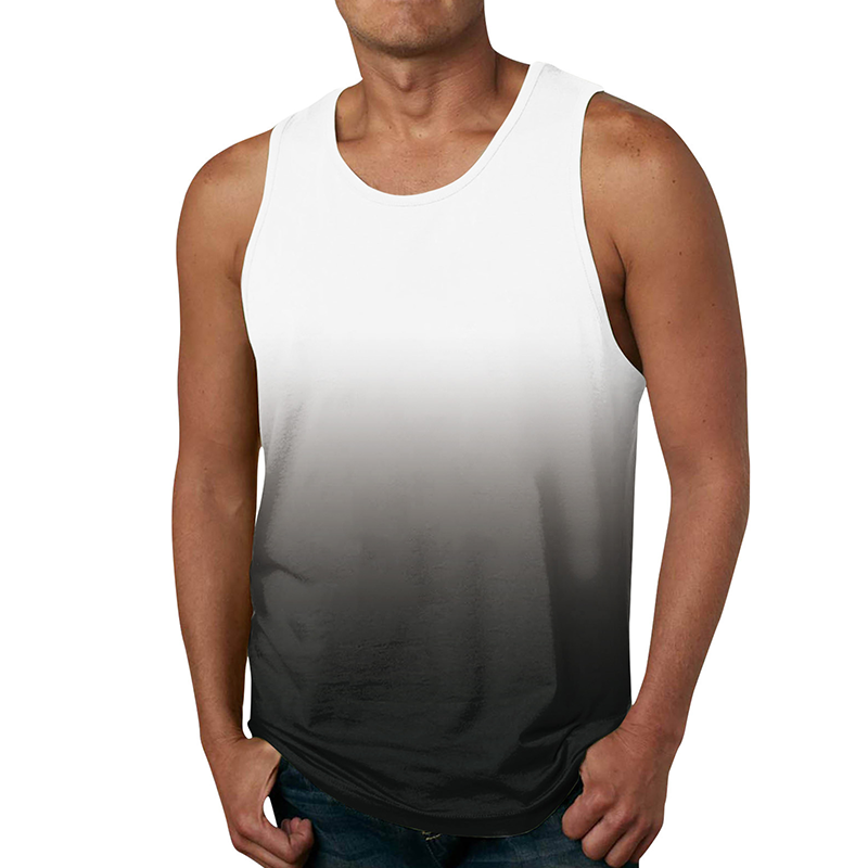 2024 New Gradient Color 3D Printed Tank Top T-Shirt for Men