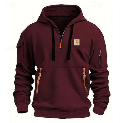 Men's Zippered Multi-Pocket Casual Sweatshirt