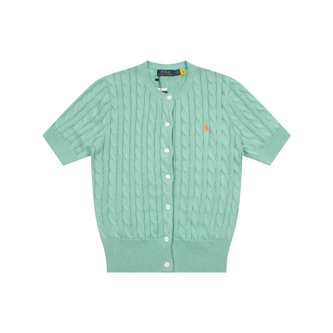 Ralph Lauren Embroidered 11-Color Button-Down Short Sleeve Cardigan
